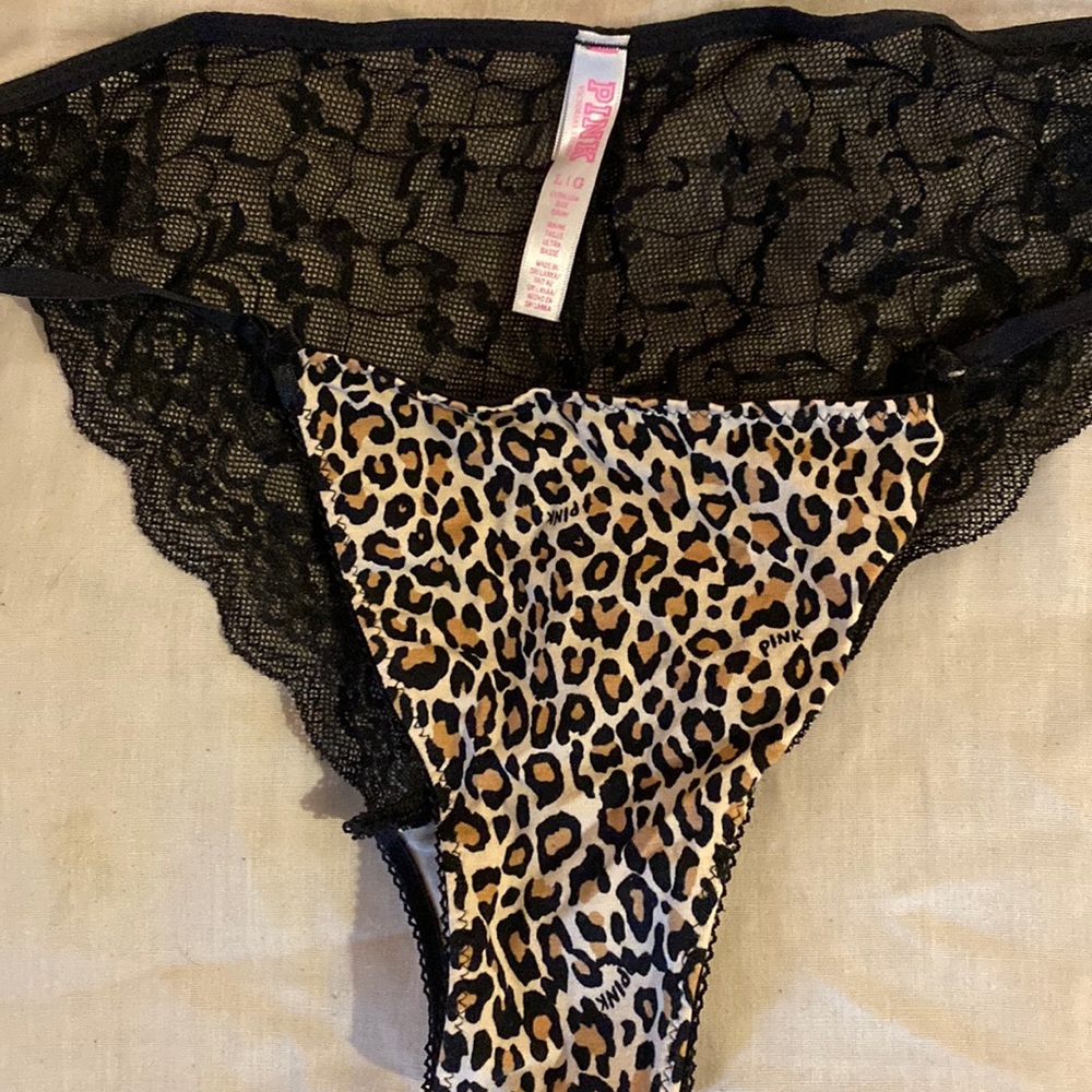 Victoria Secret Pink panties size large. Leopard print. Never worn.